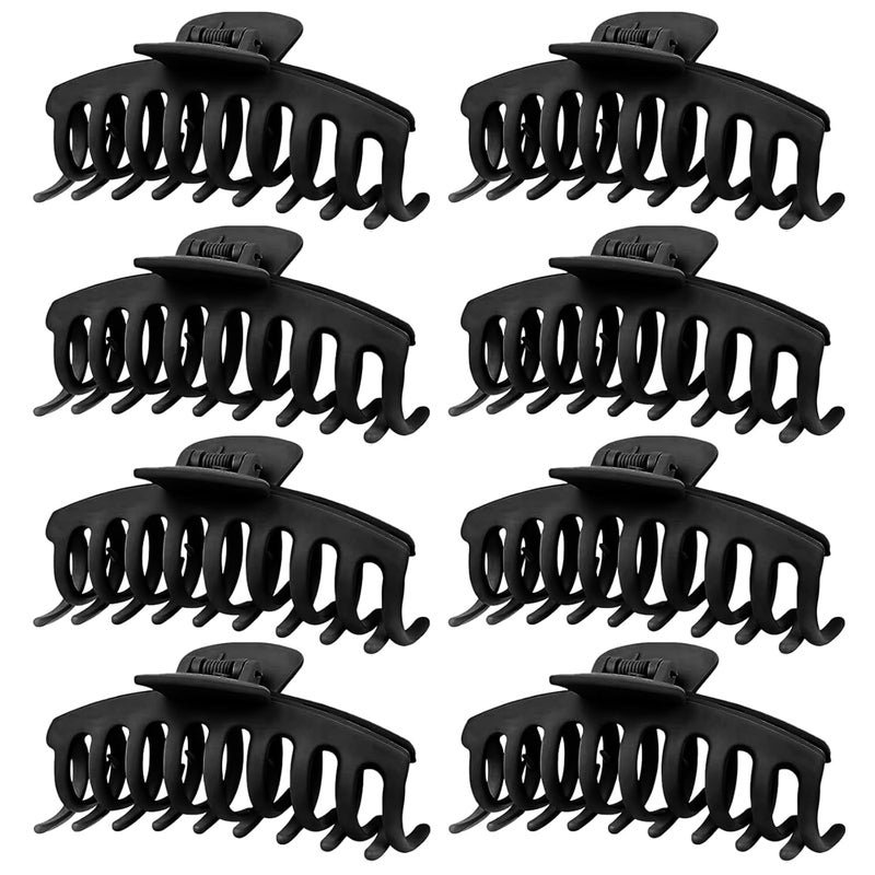 TOCESS Hair Claw Clips for Women - 8PK Large Neutral Matte Jumbo Hair Clips for Thick, Thin, Long, Short, Curly Hair Girls, Big Jaw Clip Set for Daily Use(Midnight Black) - Image 1